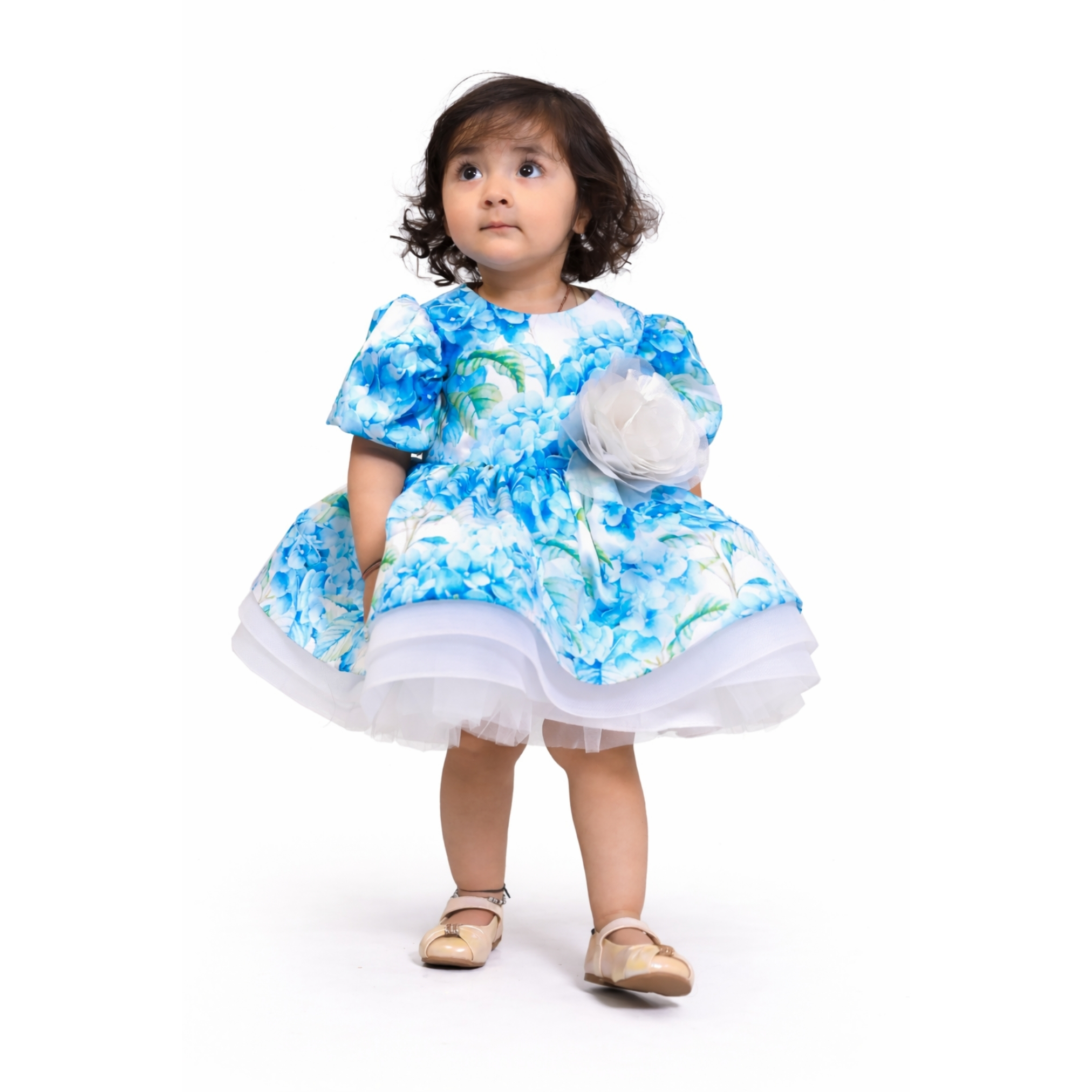 Azure Bloom Twirl Dress