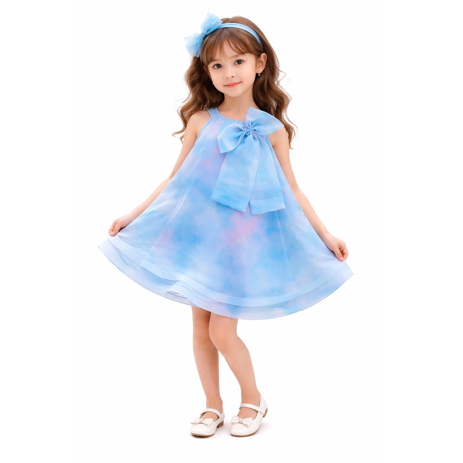 Sky Mist Organza Party Dress for Girls | Silk Lining